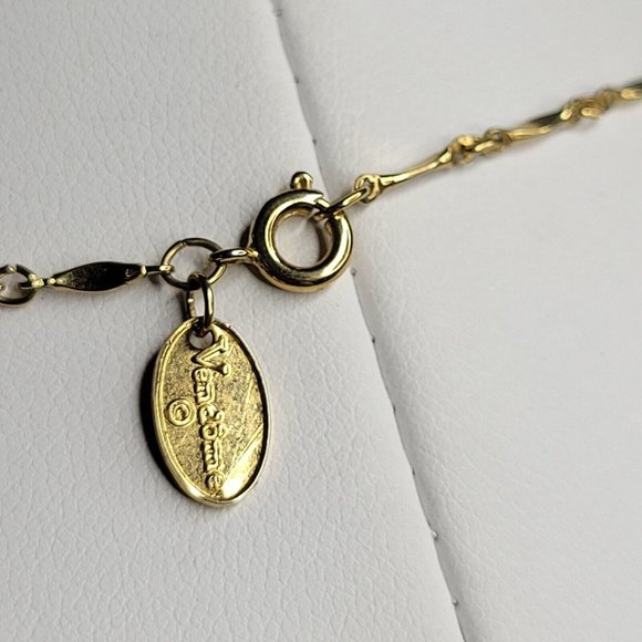 Vendome Signed Twisted Bar Link Chain Gold Tone Metal Fashion Necklace 14 in - Picture 4 of 6
